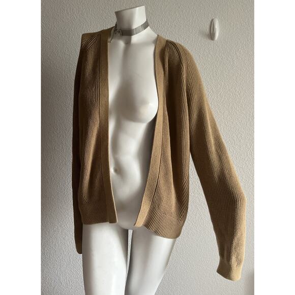 Banana Republic Organic Cotton Camel Brown Open Front Cardigan Sweater Medium